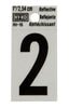Hy-Ko 1 in. Reflective Black Vinyl Number 2 Self-Adhesive 1 pc. (Pack of 10)