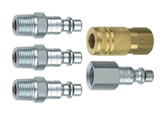 Tru-Flate  Brass/Steel  Air Coupler and Plug Set  1/4 in. Female  5 pc.
