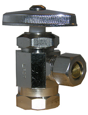 Angle Stop Valve, Chrome, 1/2-In. Female Pipe Thread Inlet x 3/8-In. O.D. Compression Outlet