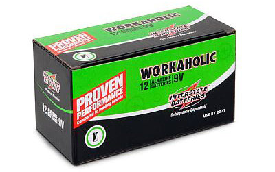 Workaholic Alkaline Battery, 9-Volt, 12-Pk.