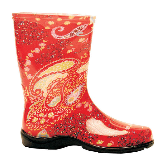 Sloggers 5004Rd10 Size 10 Paisley Red Women'S Tall Rain & Garden Boot