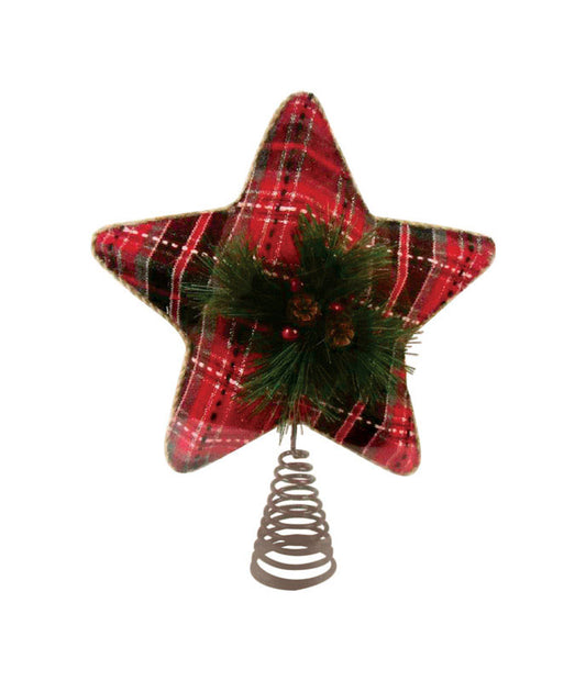 Greenfields Christmas Star Tree Topper Plaid Fabric 6 pk (Pack of 6)