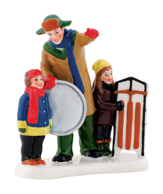 Department 56  Christmas Vacation Griswold Sled Scene  Village Accessory  Multicolored  Ceramic  1 each