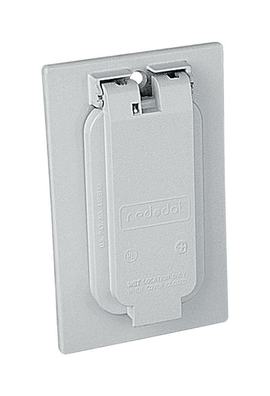 Red Dot Rectangle Zinc 1 gang Weather Proof Receptacle Box Cover For 1 GFCI Receptacle