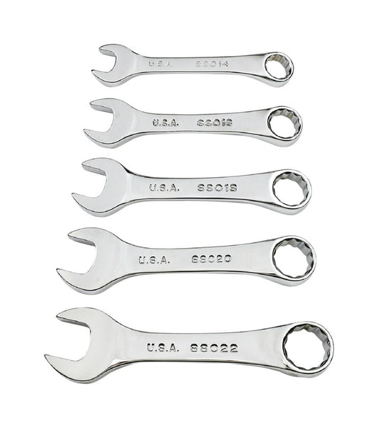 SK Professional Tools 12 Point SAE Short Combination Wrench Set 5 pc