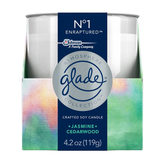 Glade Atmosphere Collection Beige Jasmine & Cedarwood Scent Soy Air Freshener Candle 3-1/4 in. H x 2-7/8 in. Dia. (Pack of 6)