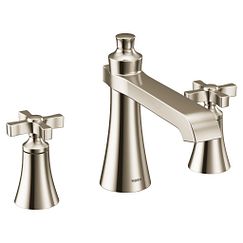 Polished nickel two-handle high arc roman tub faucet