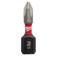 Milwaukee Shockwave Phillips #1 X 1 in. L Impact Insert Bit Steel 2 pk