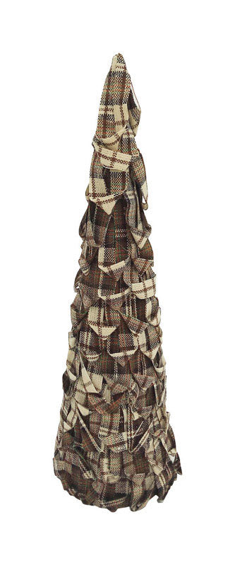 Celebrations Plaid Topiary Christmas Decoration Brown Polyester (Pack of 6)