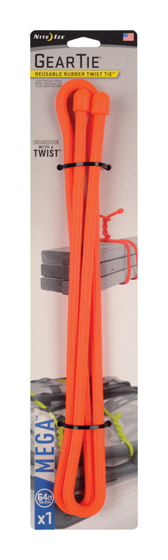 Nite Ize Gear Tie Mega Orange Rubber UV-Resistant Twist Tie & Loop 64 L in. (Pack of 4)