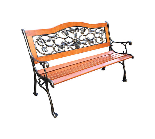 Living Accents Outdoor Bench Cast Iron 33.7 in. H x 24.4 in. L x 50.6 in. D