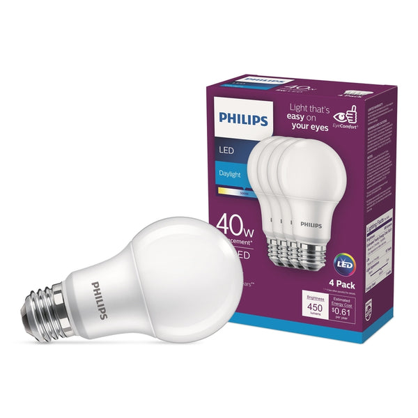 LED A19 E26 40W DL 4PK