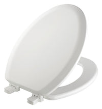 Asiento de inodoro alargado de madera moldeada en color blanco Mayfair