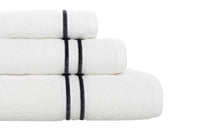 LINIM 3-Pcs Towel Set 100% Cotton White With Lines; Bath, Hand & Washcloth Gray 