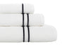 LINIM 3-Pcs Towel Set 100% Cotton White With Lines; Bath, Hand & Washcloth Gray 