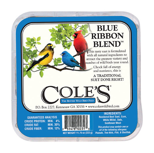 Cole's Blue Ribbon Blend Assorted Species Beef Suet Wild Bird Food 11.75 oz