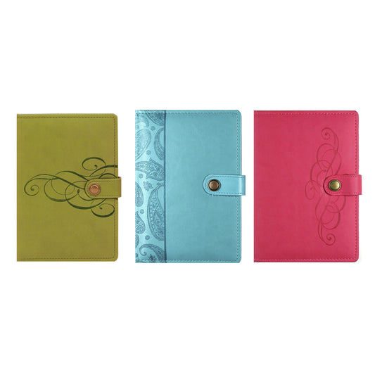 CR Gibson Assorted Color Debossed Magnetic Strap Soft Leatherette Journal 6 x 8-1/2 in.