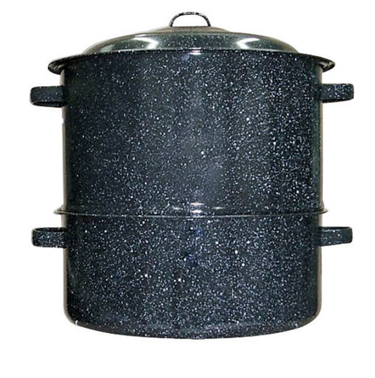 Columbian Home  Graniteware  Ceramic Over Steel  Clam Steamer  19  Black