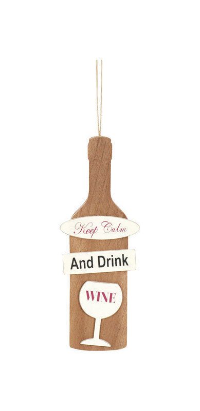 Celebrations  18 in. H x 0.83 in. W x 6.38 in. L Brown  Wood  Wine Wall Decor (Pack of 6)