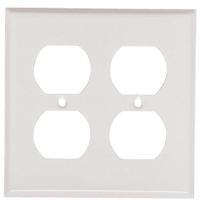 Steel Wall Plate, 2-Gang, 2-Duplex Opening, White (Pack of 25)