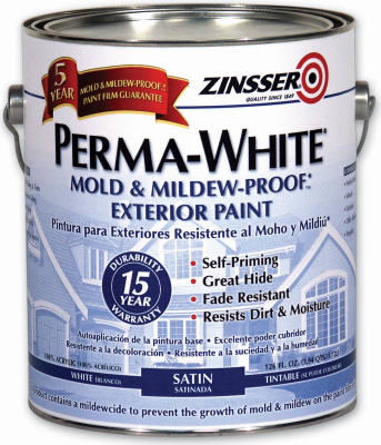 Perma-White Satin Mold & Mildew-Proof Exterior Paint, 1-Qt.