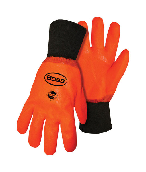 Guantes de protección química de alta visibilidad para interiores y exteriores Boss Hot Hands para hombre, color negro y naranja, talla L, 1 par