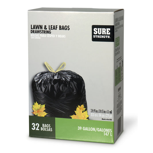 Sure Strength 39 gal Lawn & Leaf Bags Drawstring 32 pk