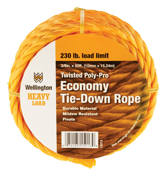 Wellington 3/8 in. D X 50 ft. L Yellow Twisted Poly Tie-Down Rope