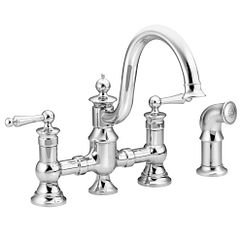 Chrome two-handle high arc kitchen faucet