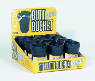 Victor Plastic Black Butt Bucket Extinguishing Ashtray for Most Cup Holders (Pack of 12)