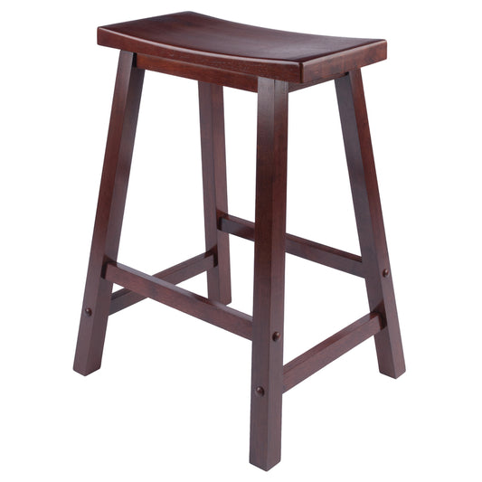 Winsome Walnut Finish Solid Beech Wood Satori Transitional Stool Chair 13.2 L x 3.25 H x 25 W in.