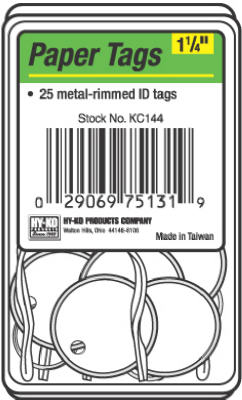 Hy-Ko Paper Id Tags W/Ring Clamshell 25 (Pack of 5)