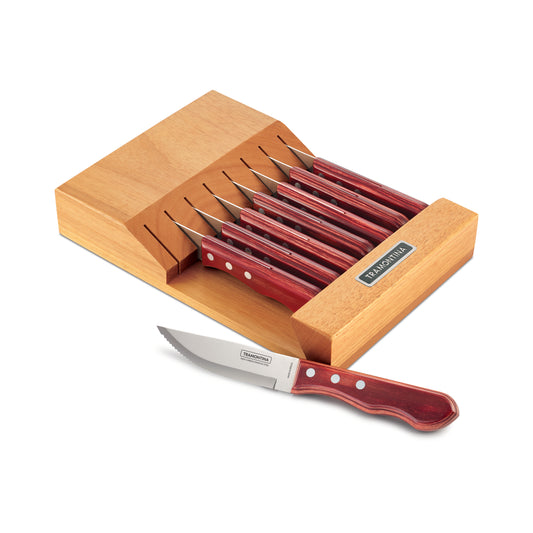 Porterhouse 9 Pc 5 in Steak Knife Set with Multi-Purpose Block