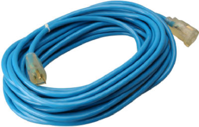 All-Weather Extension Cord, 14/3 SJTW, Blue, Lighted End, 50-Ft.