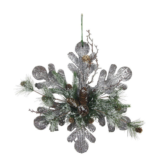 Greenfields Frosted Nature Snowflake Natural (Pack of 6)