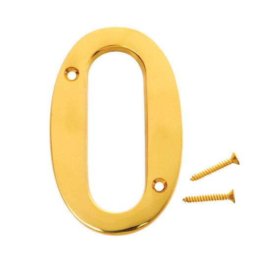 Hy-Ko  4 in. Gold  Brass  Screw-On  Number  0  1 pc.