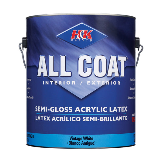 H&K Company All-Coat Semi-Gloss Virginia White Acrylic Latex Paint Indoor/Outdoor 1 gal. (Pack of 4)