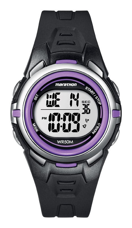 Timex Marathon Womens Round Black/Purple Digital Watch Resin Water Resistant