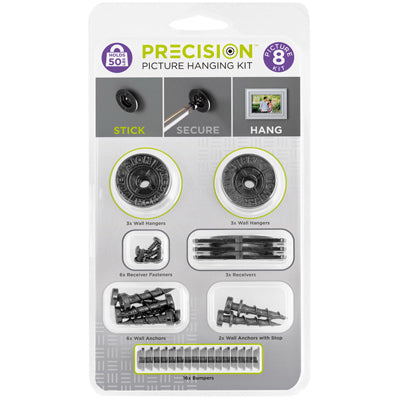 Precision Picture Hanging Kit, Hangs 8 Pictures, 50-lbs. Per Anchor