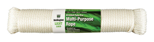 Wellington 1/4 in. D X 100 ft. L White Solid Braided Poly Rope