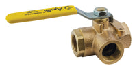 Apollo 70-600 Series 1 in. Brass FNPT 3-Way Ball Valve Standard Port