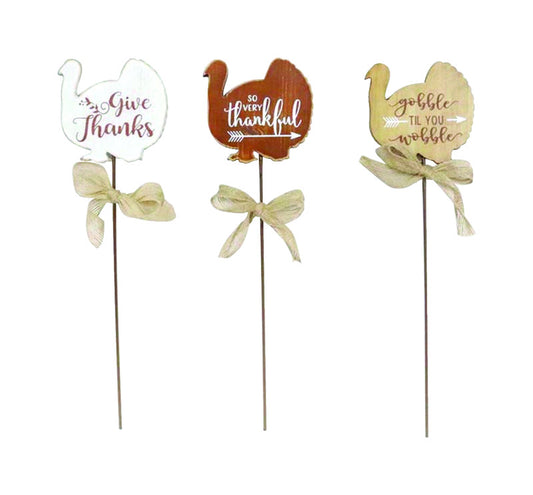Celebrations Turkey Stakes Fall Decoration 14.17 in. H x 5 in. W 3 pk (Pack of 24)
