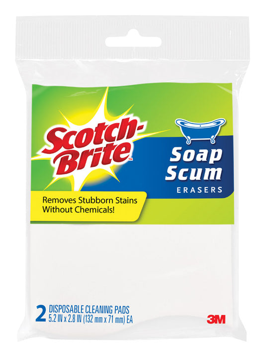Scotch-Brite Delicate, Light Duty Soap Scum Eraser For All Purpose 5.2 in. L 2 pk (Pack of 8)