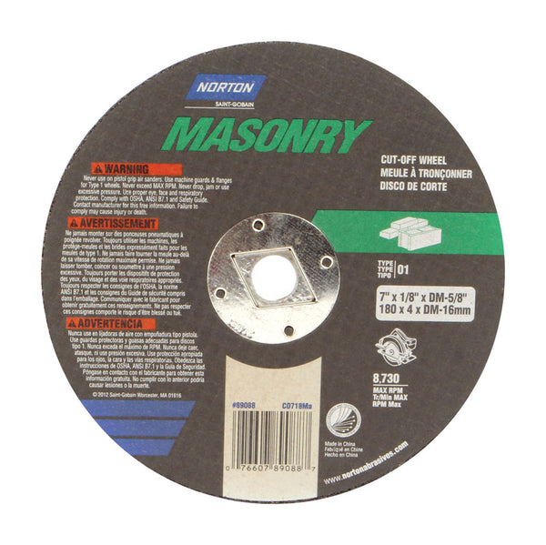 Norton  7 in. Dia. x 5/8 in.  Silicon Carbide  Cut-Off Wheel  1 pc.