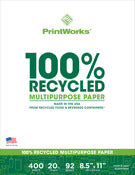 PrintWorks 00018 8.5" X 11" White 20# 100% Recycled Multipurpose Paper 400 Sheets