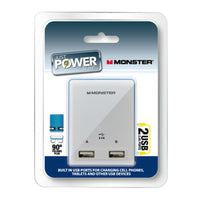 Monster Just Power It Up Adapter 2 outlets Wall Tap Surge Protection 1 pk (Pack of 10)