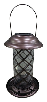 Infinity Metal Wild Bird Solar Lantern Shaped Bird Feeder 11-3/4 H x 7-1/​2 D x 7-1/2 W in.