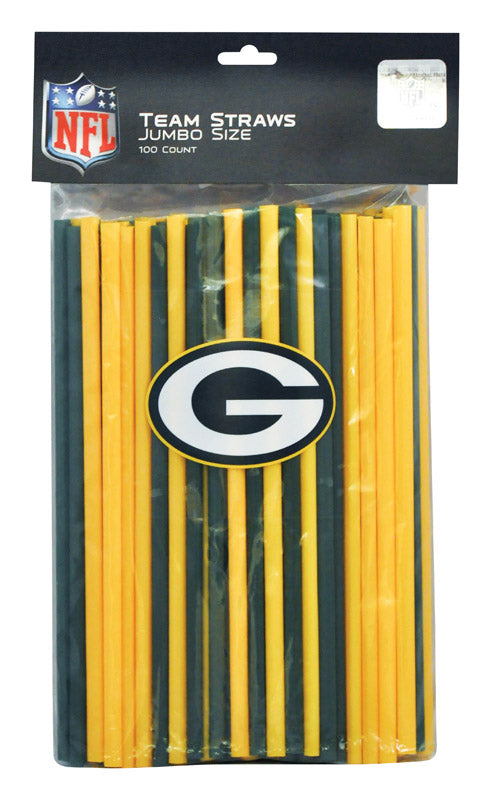 Gameday Greats  Green Bay Packers  Straws  Plastic  100 pk
