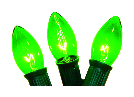 Celebrations Green Transparent Bulbs C9 Light Set 25 L ft.