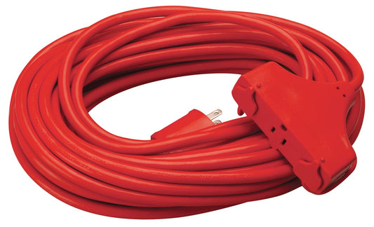 Coleman Cable 4218Sw8804 50' 14/3 Red 3-Outlet Round Red Extension Cord